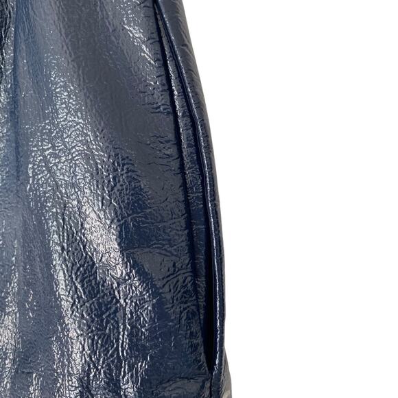 Versace NWTs Faux Leather Navy Blue Zipper Sides Mini Skirt size 4 Size 38 - Picture 5 of 11